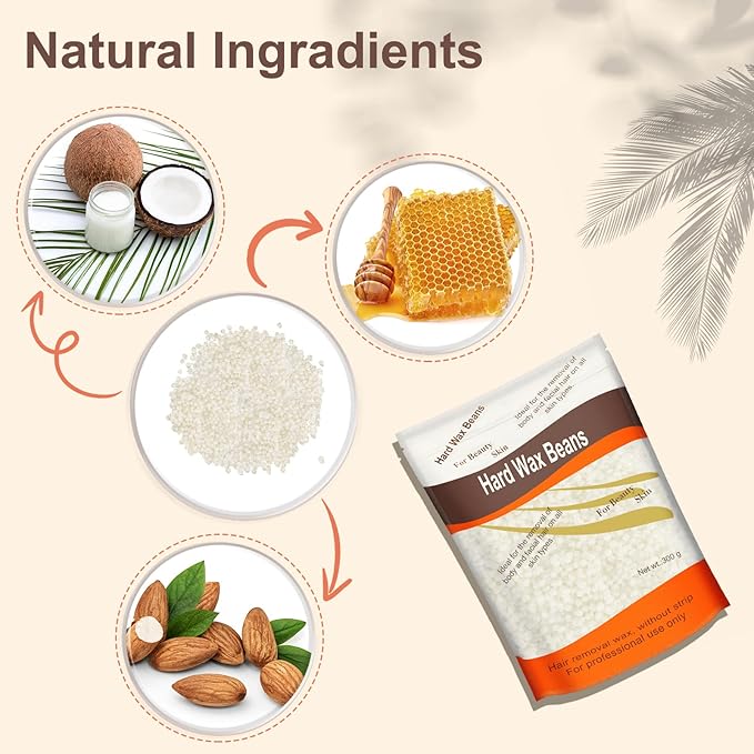 Hard Wax Beads for Hair Removal, Wax Beans for Sensitive Skin, 300g (10 Oz)/bag (Coconut), Unisex, Full Body Waxing, Painless and Effective for Sensitive Skin Hair Removal-Velvo Beauty