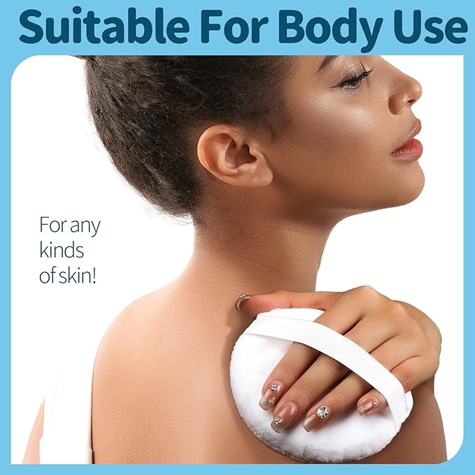 Teenitor 2pcs Powder Puff, 4.13 Inch Powder Puff for Body Powder, Body Powder Puff Large Powder Puff Loose Powder Puffs Soft Velour Body Powder Puff and Container White-Velvo Beauty