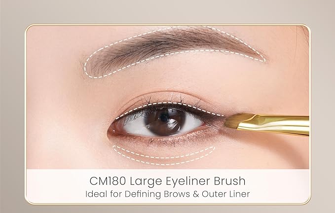 Desert Oak Series Angled Eyeliner Brush - Ultra-Fine Nylon Bristles for Razor-Sharp Gel/Liquid/Powder Lines, Anti-Smudge Design, Ebana Handle & Brass Ferrule (CM 180)-Velvo Beauty