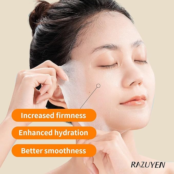 Firming and Moisturizing Sheet Face Masks ((Pack of 10)) with Hyaluronic Acid and Peptides, Reduce Fine Lines and Wrinkles, Hydrating & Anti-Aging Spa Face Mask, Facial Skin Care-Velvo Beauty
