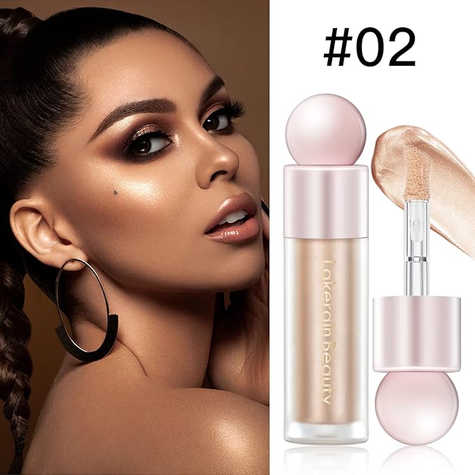 Liquid Highlighter Makeup, Natural Silky Shimmer Finish Face Highlighter, Highly Pigmented, Lasting, Blendable, Soft Cream For Face, 0.25fl.oz (#02 Champagne Shimmer), 1.3 Ounce, 1 Pack-Velvo Beauty