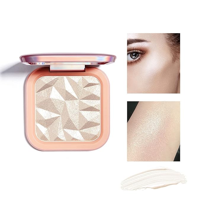 Face Highlighter Makeup Palette Kit, Shimmer Glitter Highlight Contouring Palette Natural Nude Shiny Contour Highlight Makeup Illuminator Highlighter Concealer Palette with brush (Champagne Gold)-Velvo Beauty
