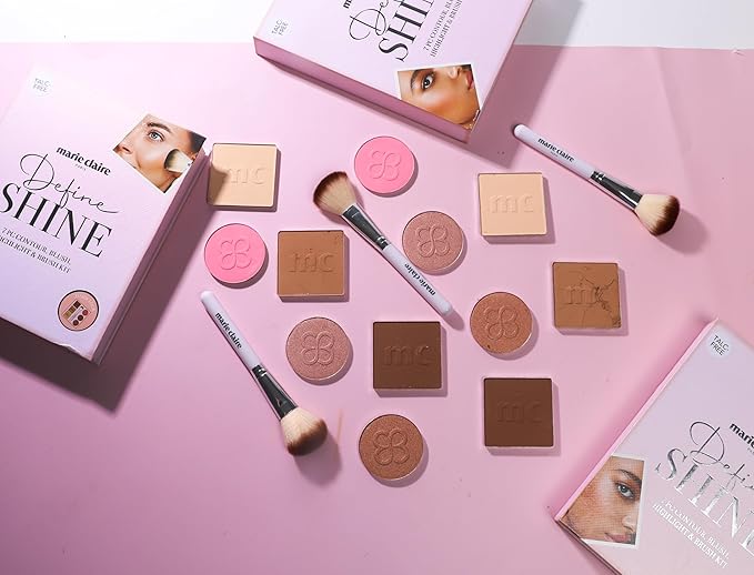 Marie Claire Face Palette - Makeup Kit Sculpts, Defines, and Achieves Perfect Contour Look - Face Makeup Shimmery and Matte Finishes - 7 pc-Velvo Beauty