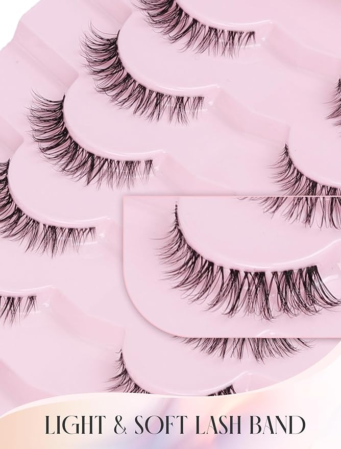 Wispy Lashes Natural Look Fake Eyelashes Natural Lashes False Eyelashes Wispy Fake Lashes Natural Eyelashes Clear Band Lashes UP20-Velvo Beauty