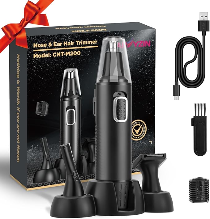 AREYZIN Nose Hair Trimmer 3-in-1 Versatile Rechargeable Ear and Nose Trimmer for Men&Women Painless Electric Shaver Grooming Kit for Ear Beard Facial Pubic Hair Wet Dry Use-Velvo Beauty