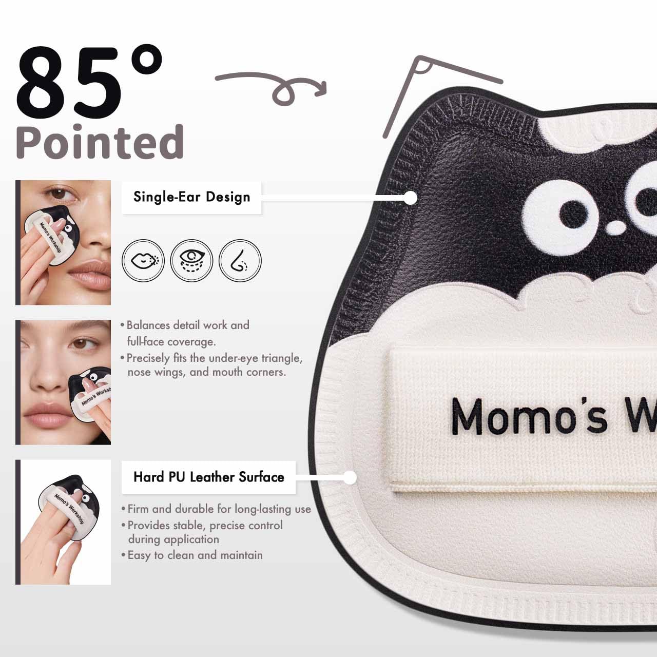 Lamb Toto Airy Marshmallow Puff,Makeup Sponge,Rubycell Material,Pointed Tip for Concealer + Flat Side for Foundation, Longwear Makeup, Travel Friendly & Reusable,2pcs Puffs & Storage Case-Velvo Beauty