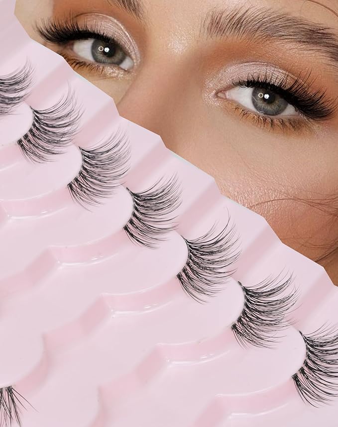 Half Lashes Natural Lashes Wispy Lashes Corner Lashes 3/4 False Eyelashes Natural Half Eyelashes Clear Band Lashes W05-Velvo Beauty