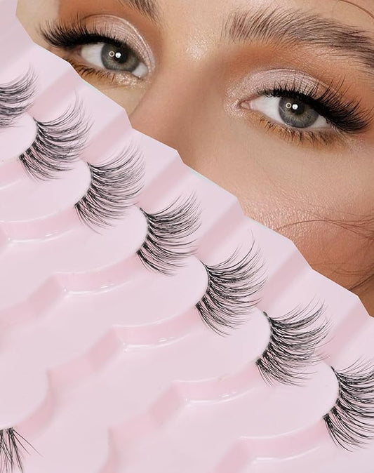 Half Lashes Natural Lashes Wispy Lashes Corner Lashes 3/4 False Eyelashes Natural Half Eyelashes Clear Band Lashes W05-Velvo Beauty