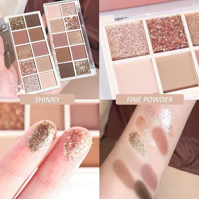 Ten Color Matte Shimmer Eyeshadow Makeup Palette,Orange Smoky Red Dark Golden & Nude Brown Pink Dark Brown 10 Color Series Powder Eye Shadow,Daily Makeup Eyeshadow,Easy to Carry,Vegan&Cruelty-Free 02#-Velvo Beauty