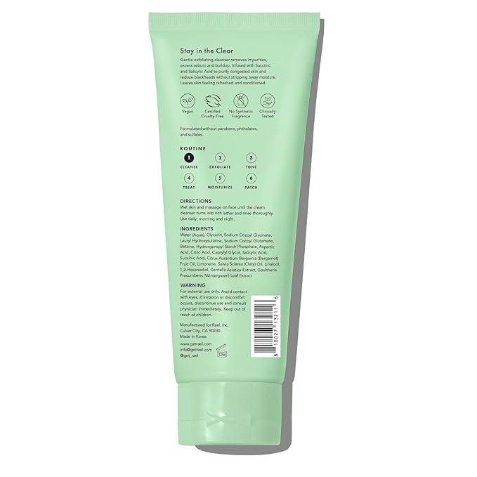 Rael Blackhead Remover, Miracle Clear Clay Mask, Exfoliating Face Wash, Pore Minimizer, Gentle and Hydrating, with Tea Tree, Vegan, Korean Skin Care (3.3 fl oz)-Velvo Beauty