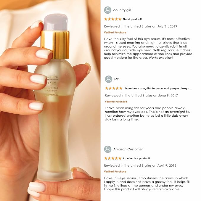 Premier Dead Sea Classic Eye Serum, Hypoallergenic, Age defying, Helps minimize wrinkles, Dark circles, Sagging skin, Reduce bags, with vitamins A & E 1.2 fl.oz-Velvo Beauty