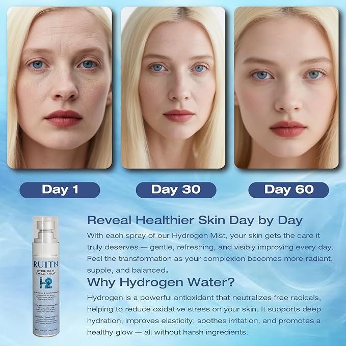 Hydrogen Face Mist Hydrating Spray,with Hydrogen Water Tablets, H2 Water Facial Spray for Deep Hydration,Anti-Aging Antioxidant Rejuvenation,Portable Design-Velvo Beauty