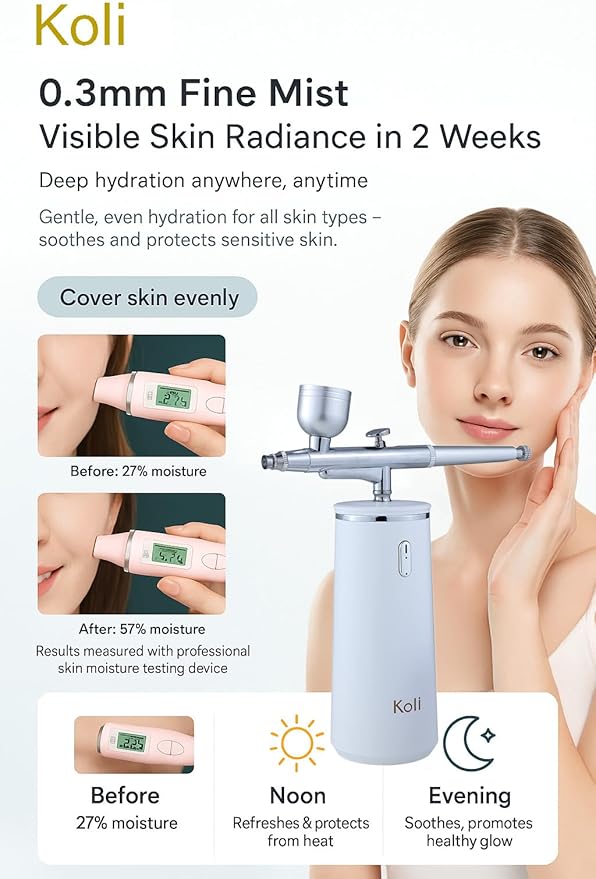 Facial Mist Spray Machine – 0.3mm Oxygen Micro Mist for Toner & Serum Infusion | High-Pressure Hydration & Skin Cooling Steamer for Home & Salon Use – Koli Z2-Velvo Beauty