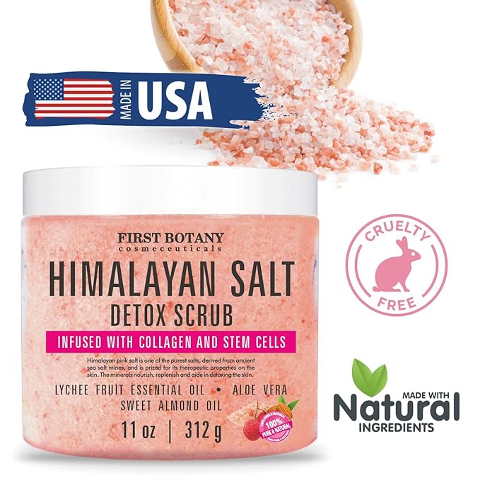 First Botany Body Scrub - Natural Exfoliating Salt Scrub & Body and Face Souffle helps with Moisturizing Skin, Acne, Cellulite, Dead Skin Scars, Wrinkles (Himalayan Salt)-Velvo Beauty