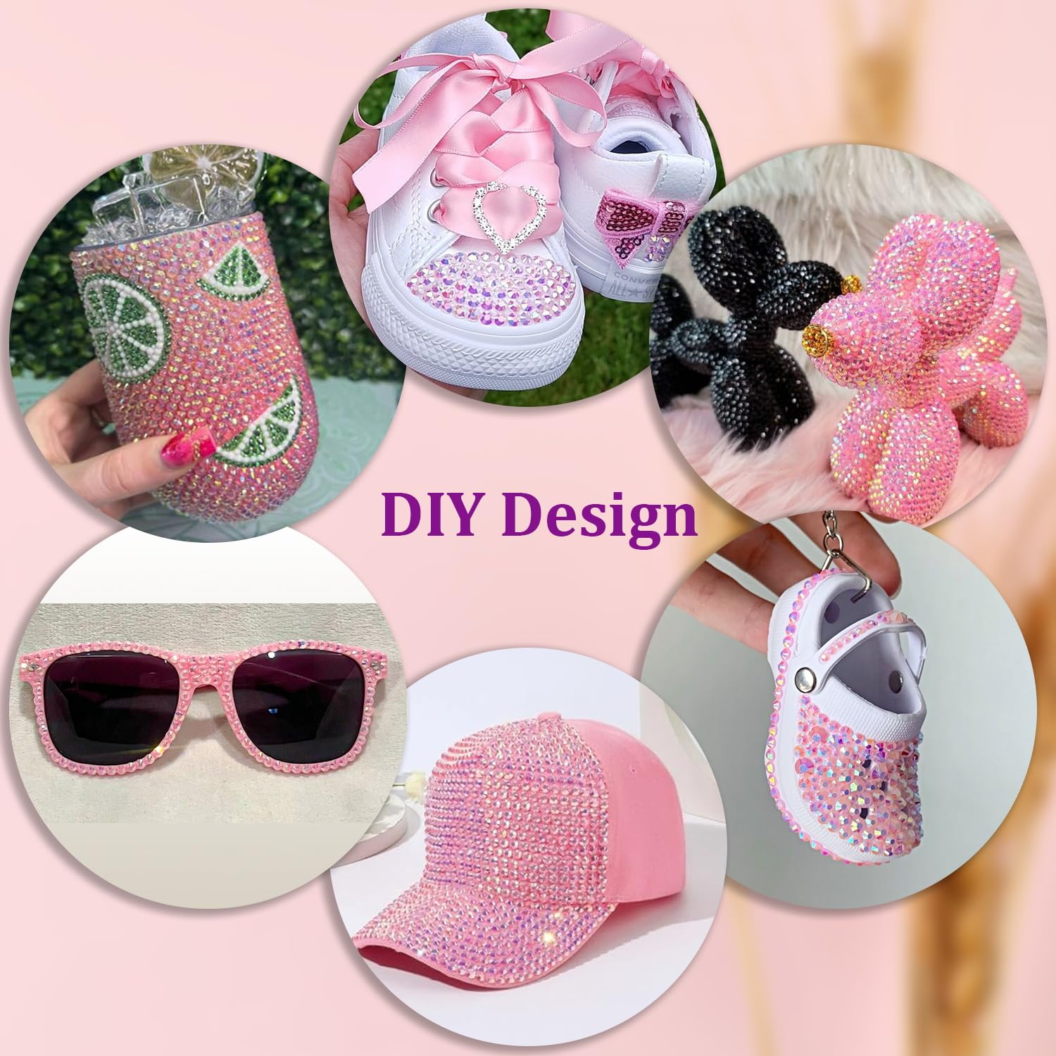 30000Pcs Resin Jelly Rhinestones with Tweezers for Crafting, Light Pink AB Flatback Gems, Bedazzling Crystal with 3Pcs 10ml B7000 Jewelry Glue for DIY Crafts Clothing Tumblers Shoes Fabric Nail Art-Velvo Beauty