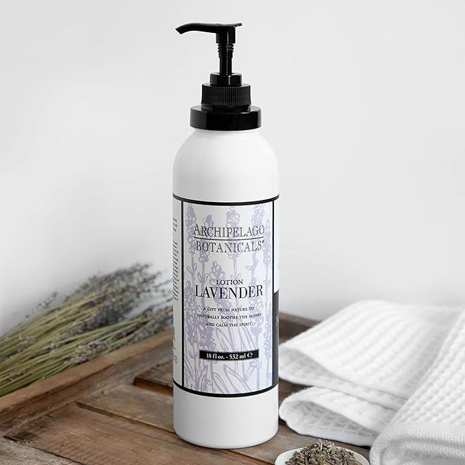 Archipelago Botanicals Lavender Lotion, Luxurious and Hydrating Lotion for Soft and Nourished Skin, Scented Body Lotion Free from Parabens, Phthalates and GMOs (18 oz)-Velvo Beauty