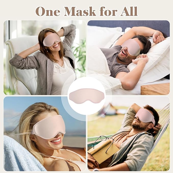 3D Cooling Eye Mask Sleep Mask for Men & Women, 100% Pressure-Free & Light Block-Out Eye Mask for Sleep with Easy Adjustable Strap, Night Eye Cover for Travel, Pink-Velvo Beauty