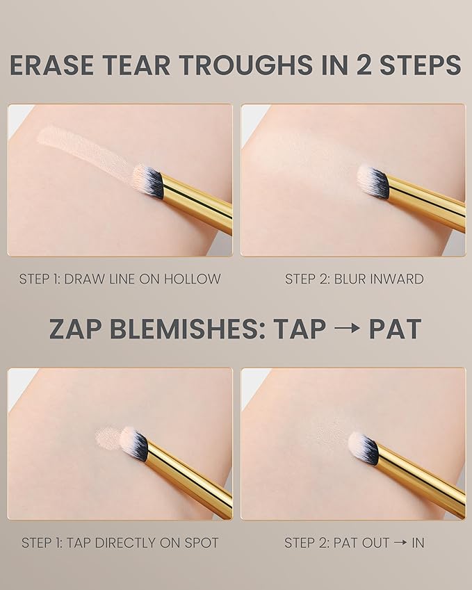 Desert Oak Series MicroBlur Tap Concealer - 6mm Finger-Tip Precision Brush for Tear Troughs & Acne Spots, Vegan Nylon, Bubinga Handle (CM 199)-Velvo Beauty