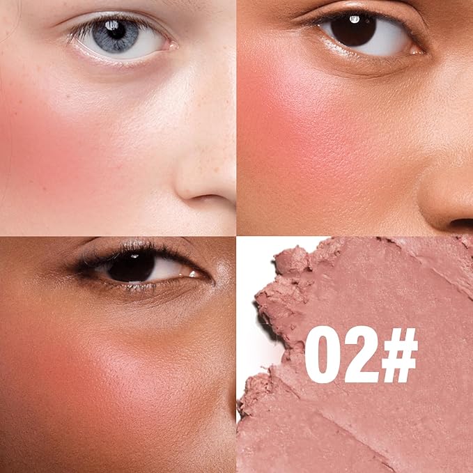 Boobeen Matte Blush Palette for Cheek, Pink Blush Cream, High Pigment Blush, Blendable Face Blusher for Confident Natural Makeup-Velvo Beauty