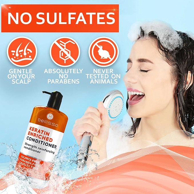Keratin Conditioner – Sulfate and Paraben Free Deep Treatment for Dry, Damaged Hair - Salon Formula - For Curly, Color Treated, Straight and Frizzy Hair – for Women and Men to Repair Split Ends-Velvo Beauty