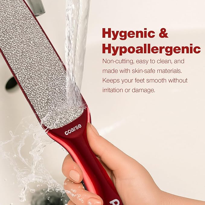 Probelle Double Sided Multidirectional Nickel Foot File Callus Remover - Immediately Reduces calluses and Corns to Powder for Instant Results, Safe Tool (Red)-Velvo Beauty