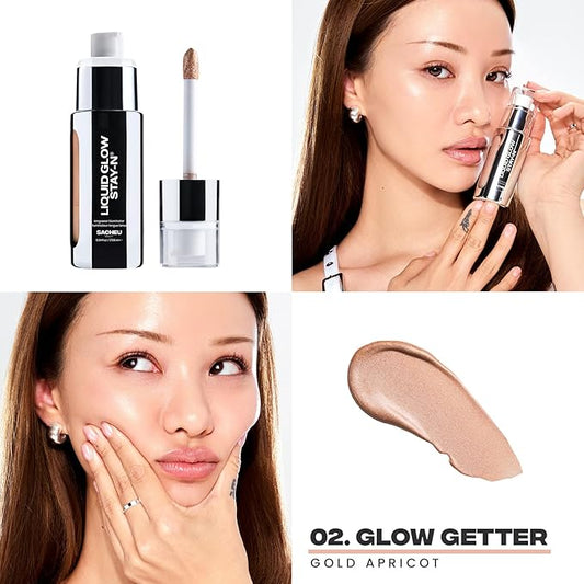 Sacheu Liquid Glow STAY-N Liquid Highlighter & Illuminator Makeup — 30ml Long Lasting Luminous Glow Lightweight Dewy Finish, Glow Getter-Velvo Beauty