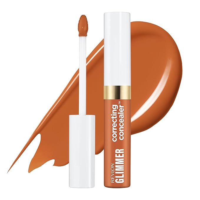 Revlon Glimmer Correcting Concealer, Liquid Under Eye Makeup, Made with Caffeine, Vitamin C, & Stevioside, 102 Orange, 0.3 fl oz-Velvo Beauty
