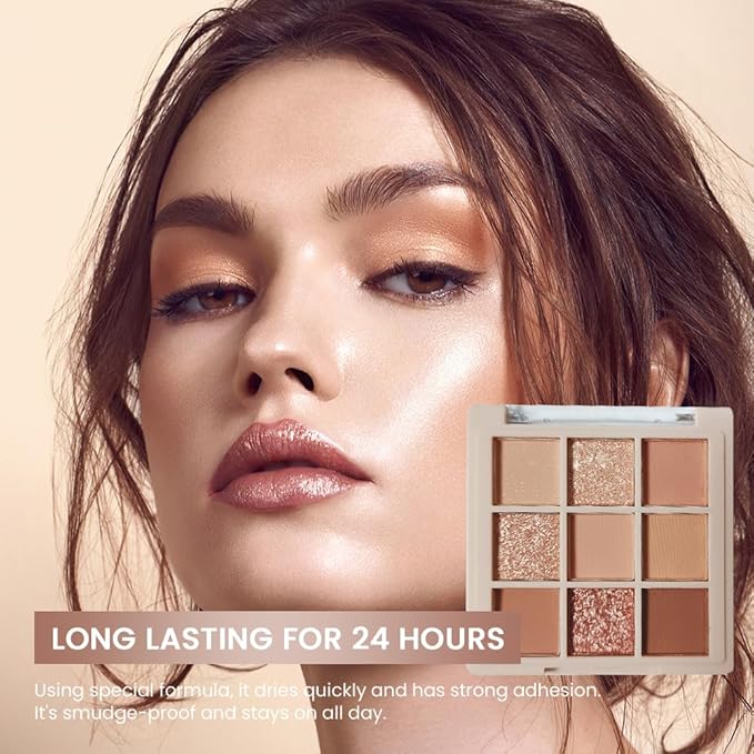 Eyeshadow Palette Makeup- 9 Colors Naked Eyeshadow Palette Matte Shimmer Korean Natural Eye Shadow palettes Highly Pigmented Naturing-Looking Long Lasting (#03)-Velvo Beauty