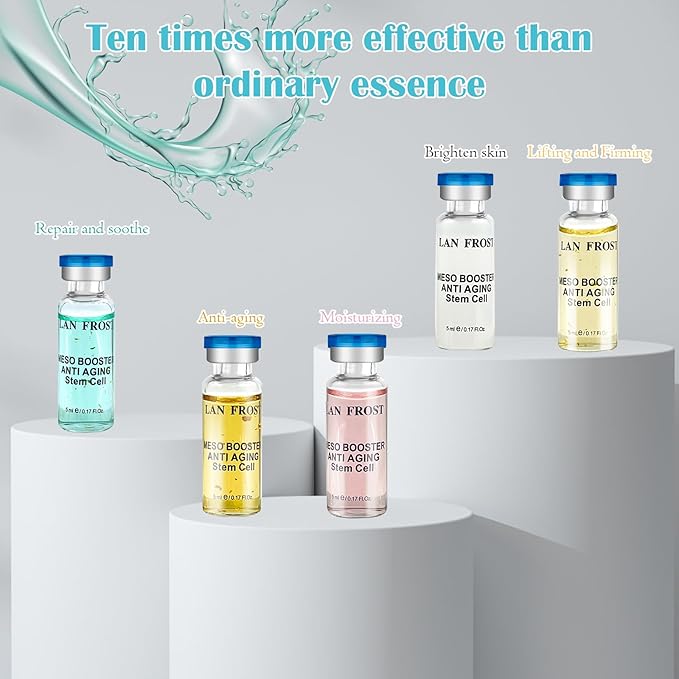 BB Facial Glow Kit Hyaluronic Acid Essence Skin Care Combination 0.17oz Hyaluronic Acid Ampoule and Essence Foundation 10 Vials Facial Serum Skin Therapy Kit-Velvo Beauty