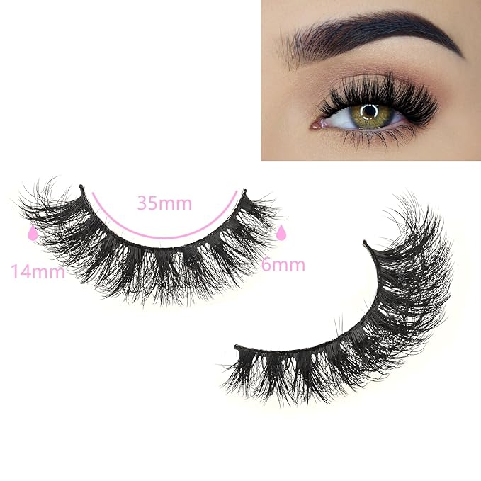 FARRED Wispy Mink Lashes Fluffy False Eyelashes 14 Pairs Fake Eyelashes Natural Look Short Natural Lashes Cat Eye Lash Wispy Volume Eyelash Faux Mink Strip Lashes Pack for Daily Makeup (F19 | 6-13 mm)-Velvo Beauty