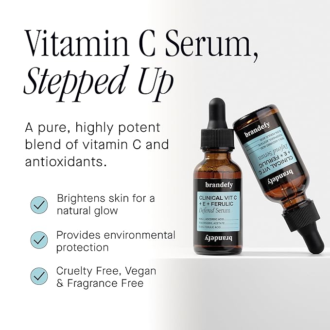 Brandefy Vitamin C Face Serum 15% L. Ascorbic Acid, Ferulic Acid .5% + Vitamin E for Self Care and Beauty, Face Dark Spot Corrector and Anti Aging 1oz, Made In The USA-Velvo Beauty