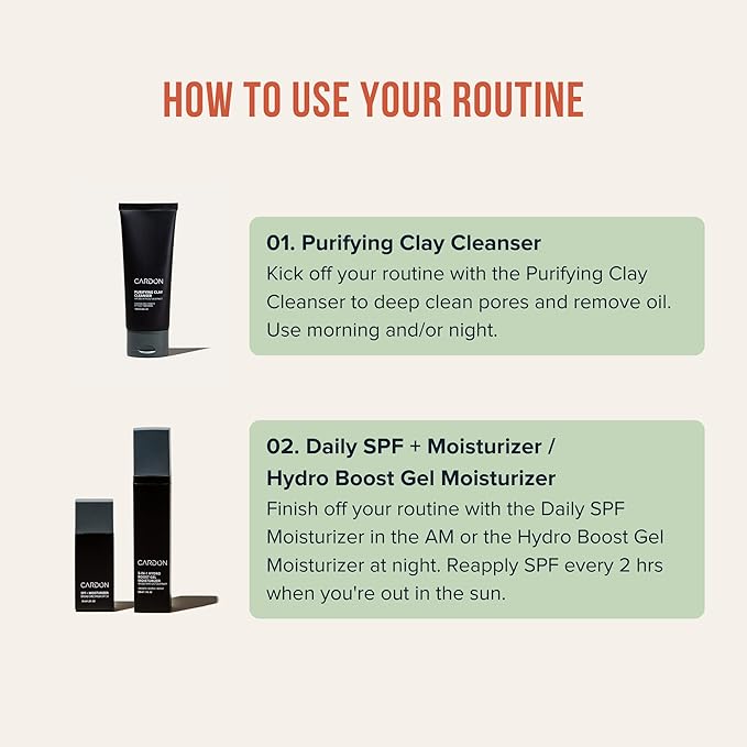 Cardon Cactus-Based Men's Skincare Set | Premium Korean Skincare for Sensitive Skin and Oily Skin | Water-based Face Moisturizer with SPF 30, Gentle Face Wash, Repairing Night Cream with Vitamin E-Velvo Beauty