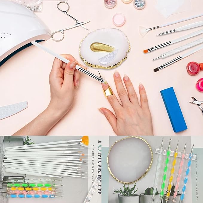 22 Pack Resin Art Palette, Makeup Mixing Palette, Gold Edge Nail Art Tool Gel Design Nail Art Makeup Mixing Tray DIY-Velvo Beauty