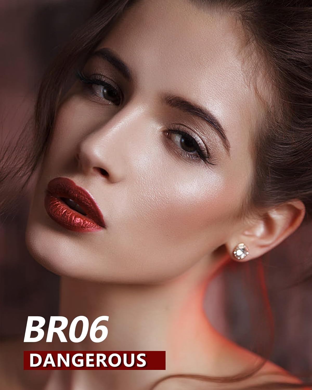 MAKI YIKA Red Lipstick for Women Metallic Lipsticks Glitter Long Lasting Lipstick No Smudge No Transfer Shimmer Liquid Lip Gloss (BR06 Dangerous)-Velvo Beauty