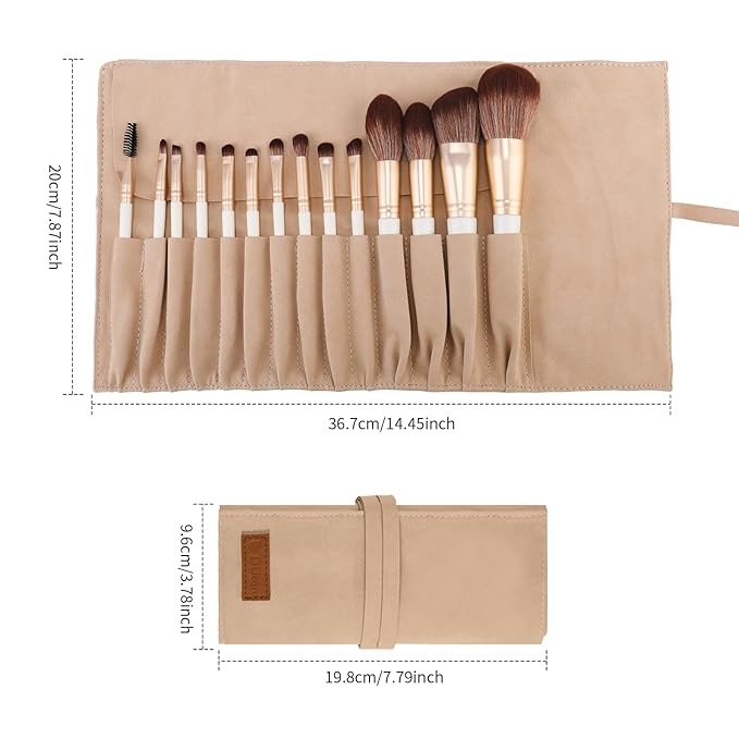 DUcare Makeup Brushes with Bag - 14Pcs Professional Synthetic Make Up Brushes Set for Blush Concealer Foundation Bronzer Powder Eyebrow Contour Eyeshadow Blending Makeup Brush Set Mekaup bag, White-Velvo Beauty