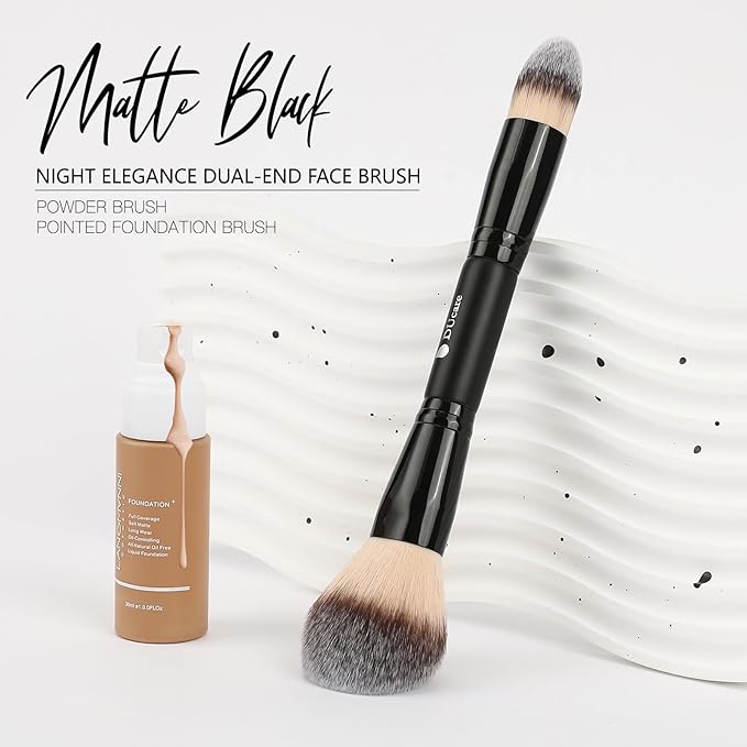 DUcare Powder Brush Foundation Brushes Double Ended Blush Setting Brush for Rounded Taperd Liquid, Cream, Powder,Blending, Buffing-Velvo Beauty
