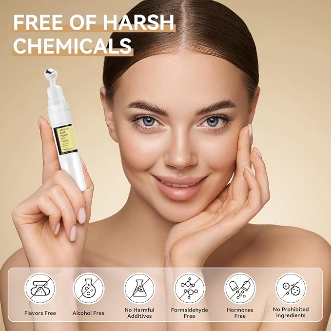 Snail Peptide Eye Cream, Snail Mucin Eye Cream Contains Niacinamide, Hyaluronic Acid To Reduce Wrinkles, Dark Circles, Puffiness and Fine Lines 17 ML-Velvo Beauty