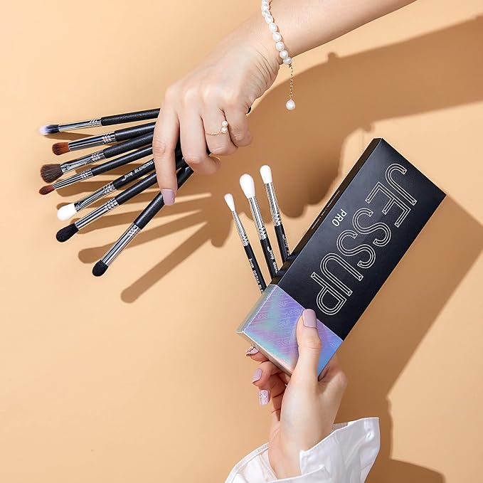 Jessup Eyeshadow Brush Set Professional Eye Blending Brushes for Lid Small Fluffy Soft Eye Brushes 10pcs, T331-Velvo Beauty