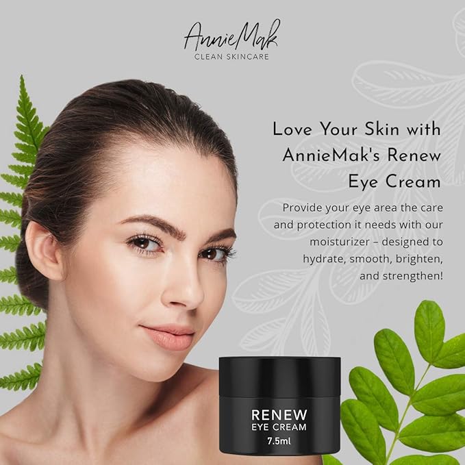 AnnieMak Renew Eye Cream for Dark Circles, Puffiness & Wrinkles Around Eyes, Under Eye Brightener, Vitamin Infused Moisturizer, Hydrating, Brightening & Smoothing Skin Care (0.25 fl oz)-Velvo Beauty
