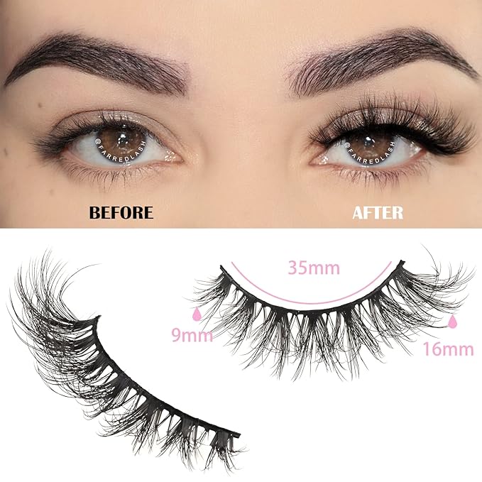 FARRED Lashes Natural Eyelashes Wispy Cat Eye False Lashes Fluffy Fake Eyelash Natural Look 14 Pairs Short Faux Mink Strip Eye Lash Pack for MUA and Beginners Daily Makeup (F4 | 9-16mm)-Velvo Beauty