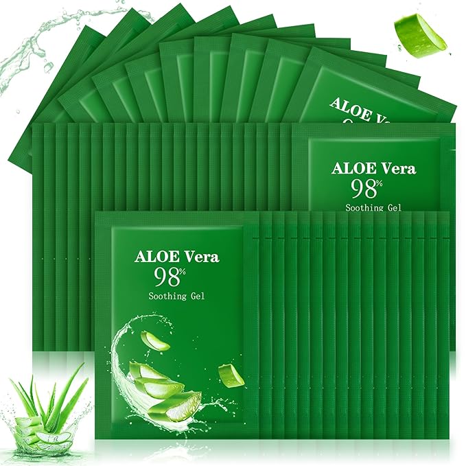 60 Pcs Aloe Vera Gel Bulk Travel Size Soothing Gel 98% Organic Aloe Vera Moisturizer for Skin and Hair Face Moisturizer for Sunburns Relief, Razor Burns, DIY Skincare-Velvo Beauty