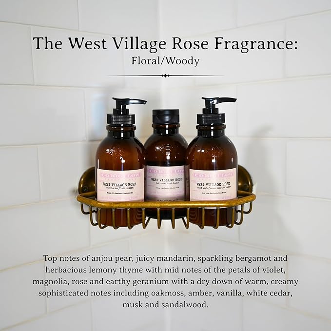 C.O. Bigelow West Village Rose Body Lotion, Iconic Collection Moisturizing Body Lotion with Shea Butter, Borage Oil & Grapeseed Oil, 10.5 Fl Oz-Velvo Beauty