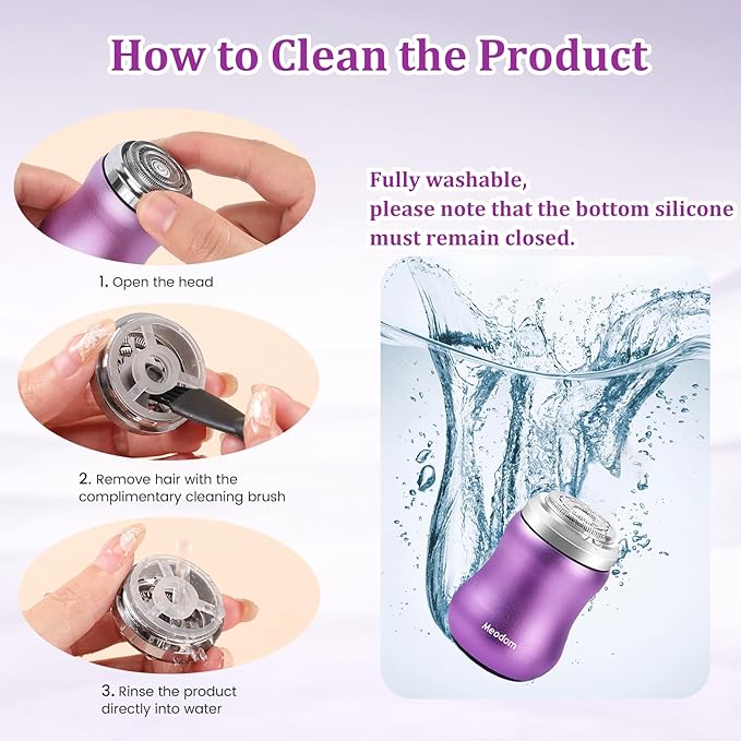 Facial Hair Removal for Women, Painless Womens Epilator Hair Remover with Waterproof USB Rechargeable, Cordless Electric Razor/Shaver for Bikini,Upper Lip,Arm,Legs,Peach Fuzz (Purple)-Velvo Beauty