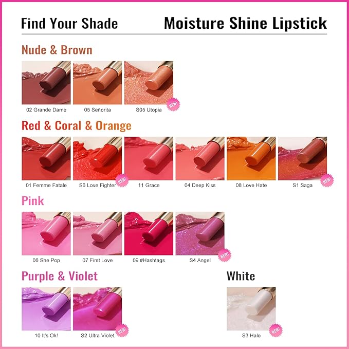 Oulac Moisture Peach Nude Lipstick - 2 in 1 Shimmer Lipstick & Lip Balm, Shimmer Soild Lip Gloss, Lightweight Smooth, Natural Look Best for Dry, Cracked and Chapped Lips, Vegan 2.2g/0.07oz (S05)-Velvo Beauty
