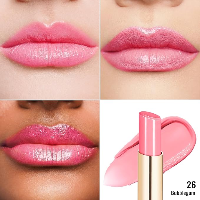 Oulac Shine Pink Lipstick for Women, 2 in 1 Glossy Light Pink Tinted Lip Balm, Hydrating Lipstick for Dry Lips, Moisture Shine Juicy Finish Vegan 2.2g/0.07oz (26)-Velvo Beauty