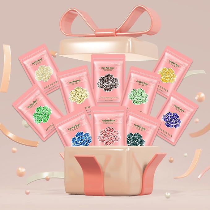 Hard Wax Beads 2.2 lbs, 10 Pack Variety Wax Beans for Hair Removal, Sensitive Skin, Ideal for Face, Eyebrows, Bikini, Underarms, Legs, Brazilian Waxing and Full Body-Velvo Beauty