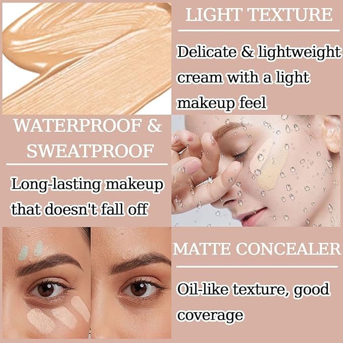 6 Colors Correcting Concealer Palette,Colors Corrector Palette,Moisturizing Full Coverage Liquid Foundation Cream Contour Makeup Palette with Brush-Velvo Beauty