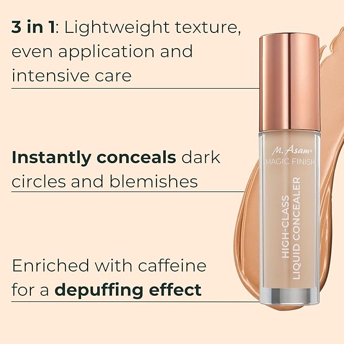 M. Asam MAGIC FINISH HIGHCLASS LIQUID CONCEALER Nude (0.13 fl oz) - 4-in-1 Concealer With Mimic-Lift complex & High Coverage For Dark Circles & Blemishes, Vegan Make Up With Illuminating Pigments-Velvo Beauty