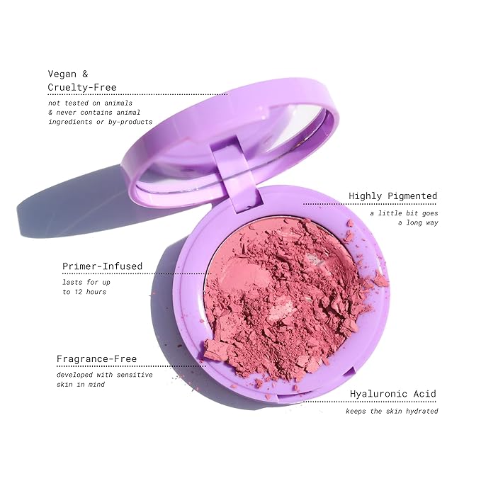 Half Caked In Bloom Powder Blush | vegan & cruelty-free, fragrance-free, highly pigmented, primer-infused | 3.8g (Day 'N' Nite)-Velvo Beauty