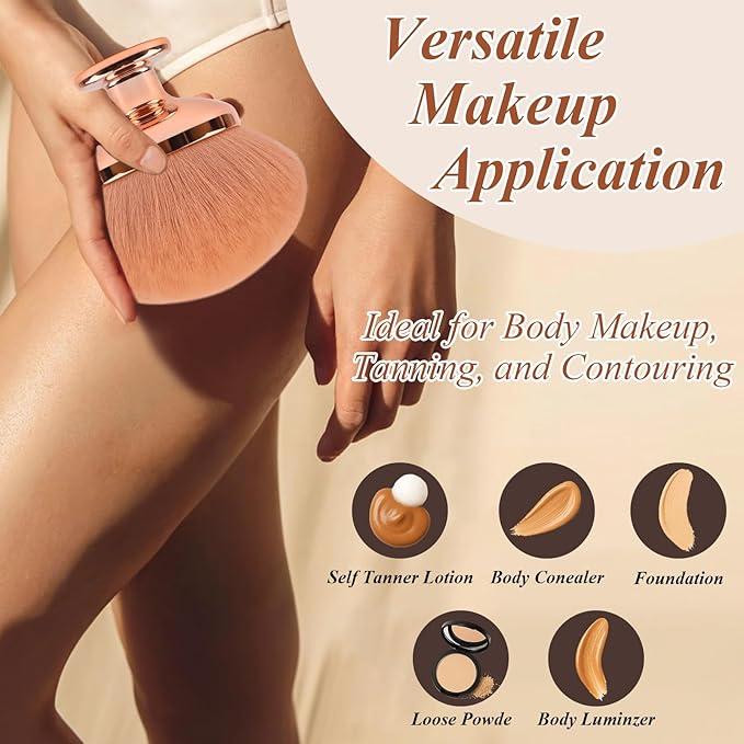Blend & Blur Extra Large Body Makeup Brush for Self Tanner,GloréBrochas Leg Makeup & Bronzer Self Tan Applicator, 90MM Wide Round Head Kabuki Brush For Application (Rose-Gold)-Velvo Beauty
